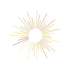 Obraz premium An abstract transparent retro golden art deco sunburst shape design element.