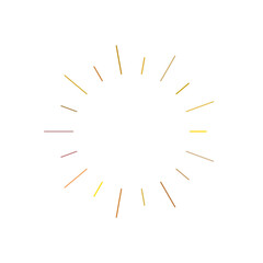 An abstract transparent retro golden art deco sunburst shape design element.