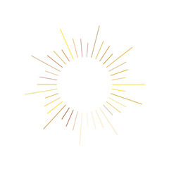 An abstract transparent retro golden art deco sunburst shape design element.