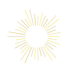 An abstract transparent retro golden art deco sunburst shape design element.