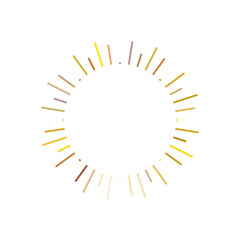 An abstract transparent retro golden art deco sunburst shape design element.