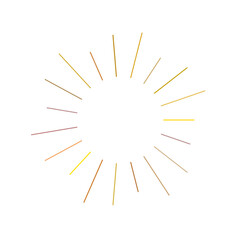 An abstract transparent retro golden art deco sunburst shape design element.
