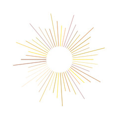 An abstract transparent retro golden art deco sunburst shape design element.
