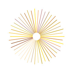 Obraz premium An abstract transparent retro golden art deco sunburst shape design element.