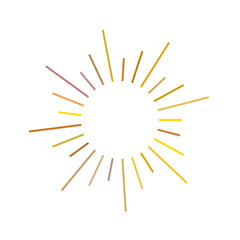 An abstract transparent retro golden art deco sunburst shape design element.