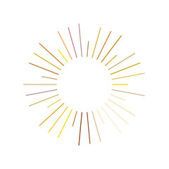 An abstract transparent retro golden art deco sunburst shape design element.