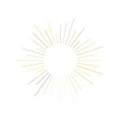 An abstract transparent retro golden art deco sunburst shape design element.