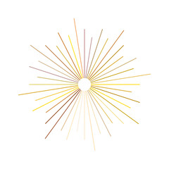 Obraz premium An abstract transparent retro golden art deco sunburst shape design element.