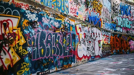 graffiti wall abstract background, Generative Ai not real photo, idea for artistic pop art background backdrop	
