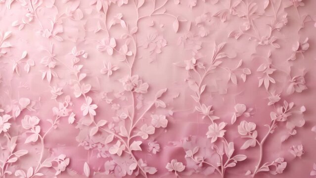 Pink wall adorned with white flowers in a subtle floral motif, A romantic pink background with subtle floral motifs