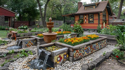 Art Nouveau, An LGBTQ+ community garden project symbolizing growth and revitalization, regardless of the adversities they have faced., Surrealism