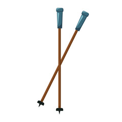 Hiking poles vector illustration in flat style, isolated on white background. Hiking, active lifestyle

