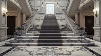 Obraz premium luxury white marble stairs in mansion