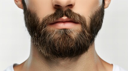 Obraz premium bearded man with neatly trimmed beard closeup, barbershop masculine grooming