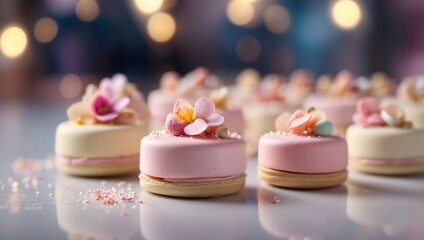Elegant Petit Fours Float with Ballet Grace in a Soft Pastel Palette.
