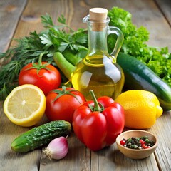 fresh vegetables and olive oil