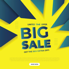 Big sale banner. Special offer price label design. Product discount festival tag design. Super Sale promotion banner template. Flat sale Vector