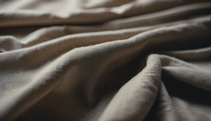 Obraz premium Natural beige draped linen on the wooden table. 