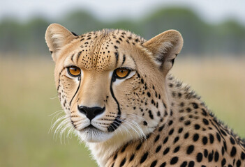 Majestic Cheetah standing in the savanna, isolated on a white background - AI generated wildlife portrait of a dangerous predator