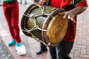 SANTO DOMINGO, DOMINICAN REPUBLIC street music Calle Las Damas. Colonial Zone of Santo Domingo,