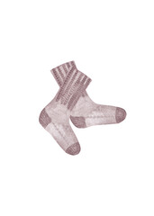 Stylish watercolor design pattern with beige socks. Hand drawn for textile design. Creative set. White background