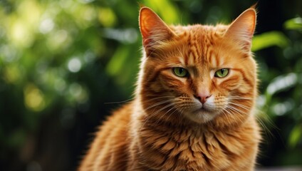 Vibrant D Ginger Cat Clipart with Captivating Green Eyes.