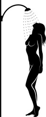 Woman taking a shower silhouette