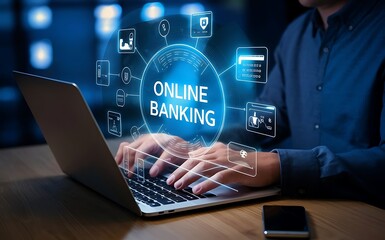 Mobile banking concept illustration of people using laptop and mobile smart phone for online banking and accounting. Flat men and women near big gadgets with credit cards and bank symbol