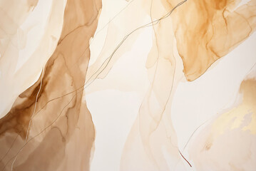 A beautiful fluid art background with graphite veins, pastel brown and beige tones. Abstract texture with soft edges, delicate lines, and elegant curve, resembling watercolor paintings.