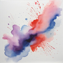 Obraz premium Reddening hues on a white canvas: Exploring the ethereal beauty of watercolor stains