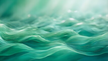 Fototapeta premium Abstract Green Fabric Waves in Soft Light Generative AI