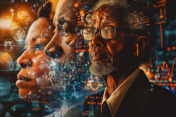 AI (Artificial Intelligence) concept. Deep learning. GUI (Graphical User Interface).