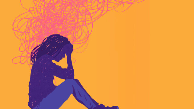 Concept of loneliness in the form of a silhouette of a person. Symbol of expectation and thoughtfulness.