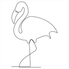 Continuous single line heron bird art drawing vector style illustration