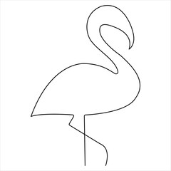 Continuous single line heron bird art drawing vector style illustration