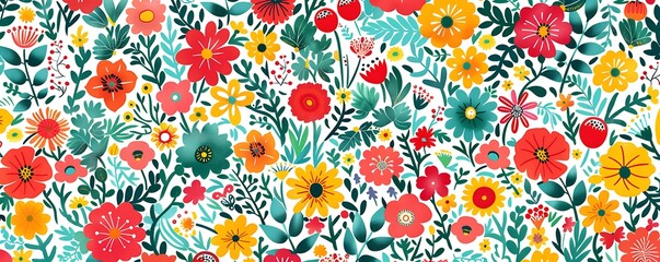 Abstract colorful cute floral seamless pattern background