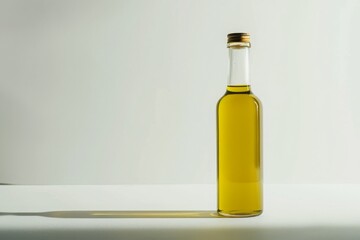 open bottle of olive oil on plain white background from Generative AI