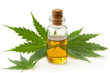 bottle of neem oil on plain white background from Generative AI 