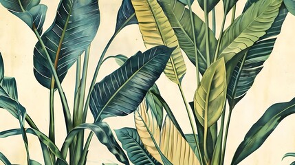 Watercolor of botanical tropical leaves illustration