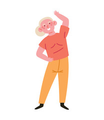 cute old woman making exercise