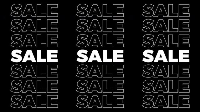 kinetic sale typography animation, Sale text animation, expanding sale text with fill and stroke 
