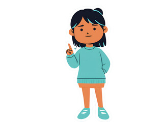 Girl with thumb up on white background