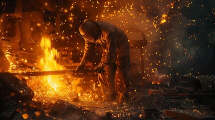 Blacksmith Working on Metal Rod