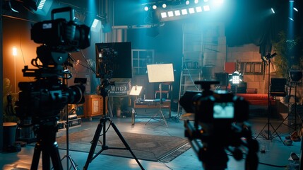 Camera on Tripod in Dark Room