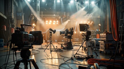 Camera Setup on Stage With Lights
