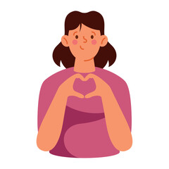 woman making heart shape with hands