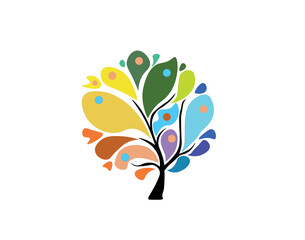 Prin A colorful tree logo icon.   Colorful flora tree. Use colorful flora pattern to form a tree
