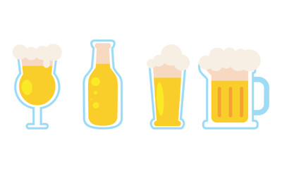 Beer glass icons set Vector