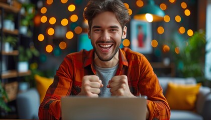 Man Conducting Financial Transaction on Laptop