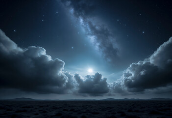 The Milky Way in the sky, a bright light. Night sky, great exposure. Wallpaper, background, poster....